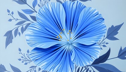Fototapeta premium Vibrant blue flower with intricate, ruffled petals.