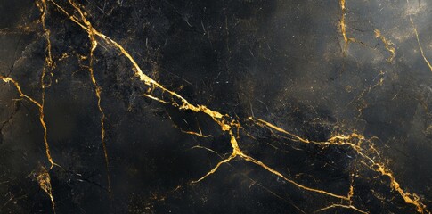 Fototapeta premium Black marble surface with golden veins Smoke effect for elegant background