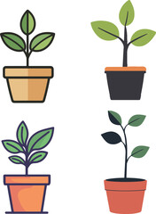 Minimalist Potted Plants Icon Set