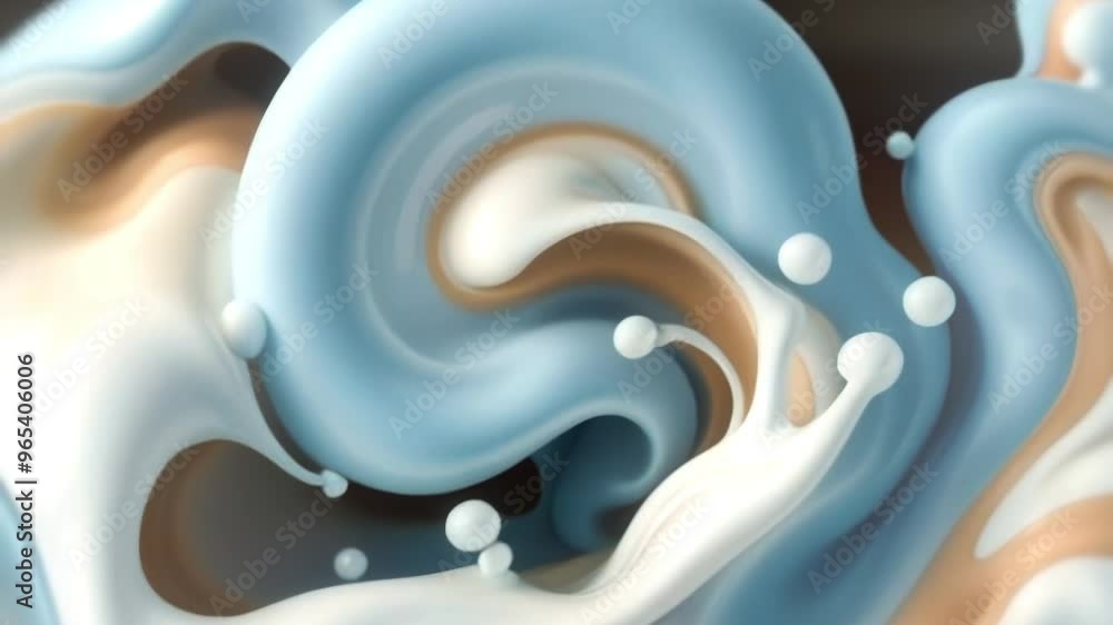 Poster Animation with colorful splashes of liquid in an abstract style