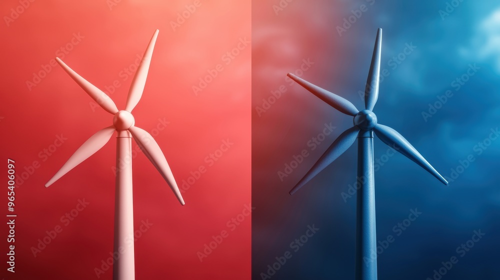 Poster energy comparison: renewable vs. fossil fuels holographic chart in advanced market with copy space, 