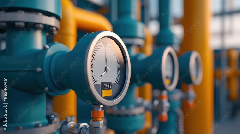 Poster monitoring energy consumption in oil fields - with copy space, selective focus and quality