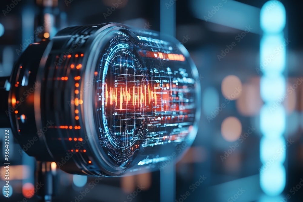 Poster a visually striking image of a futuristic data core, featuring illuminated network connections, symb