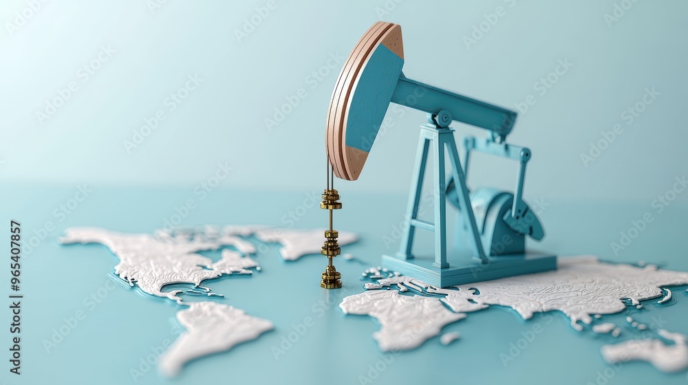 Poster global oil reserves mapping in with copy space, selective focus on foreground | visualization for en