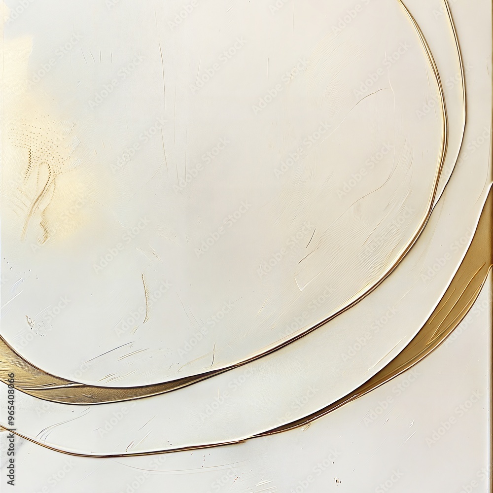 Poster abstract minimalist art with gold lines and soft white background