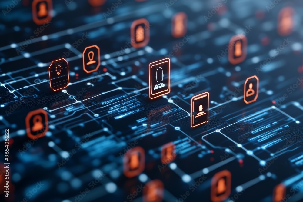 Poster a visually captivating network of digital connections is depicted with profile icons, symbolizing th