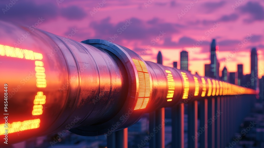 Aufkleber digital transformation: oil and gas pipelines as data highways in the digital future with copy space