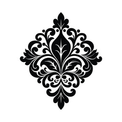 Timeless elegance. Silhouette of damask ornamental design on a pristine white background.