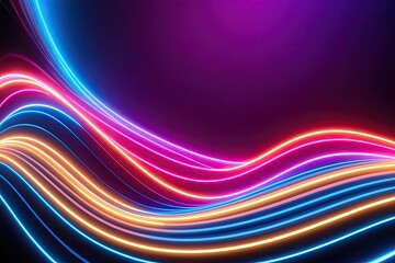 Obraz premium Vibrant Neon Waveform Colorful Abstract Design with Fluid Motion Dynamics