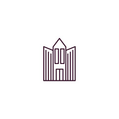 big building  outline icon. Linear vector from construction concept. Thin line big building  icon isolated on white background