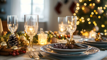 Table setting for christmas dinner
