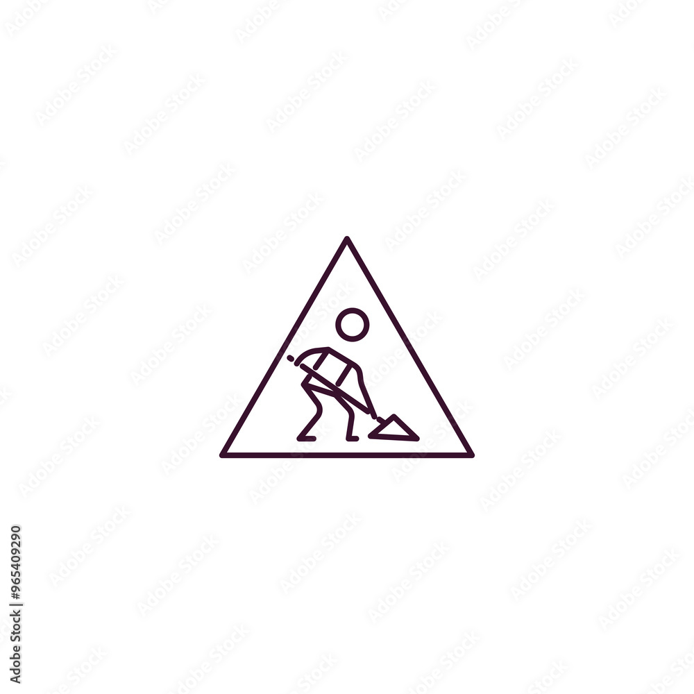 Poster working sign outline icon. linear vector from construction concept. thin line working sign icon isol