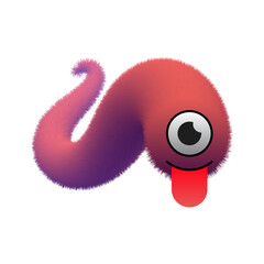 Cute Woolly Monster Worm Character Illustration