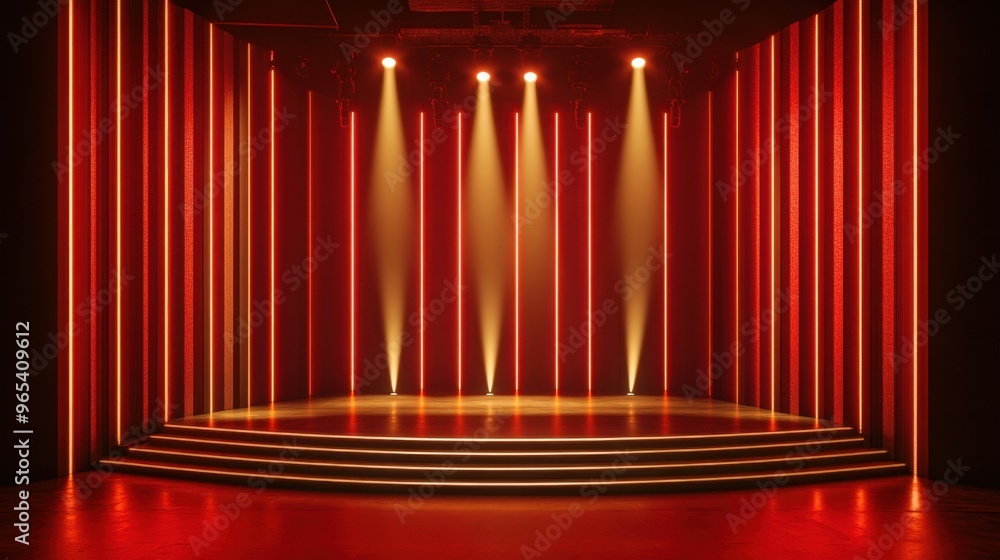 Fototapete luxurious stage design with elegantly arranged lights casting a soft glow, leaving ample room for yo