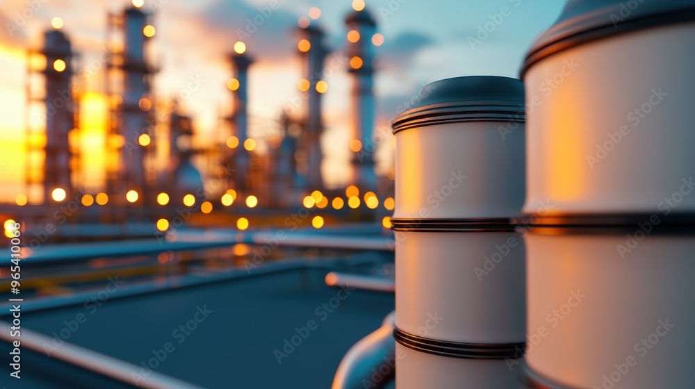 Poster futuristic virtual oil marketplace interface with selective focus in - with copy space