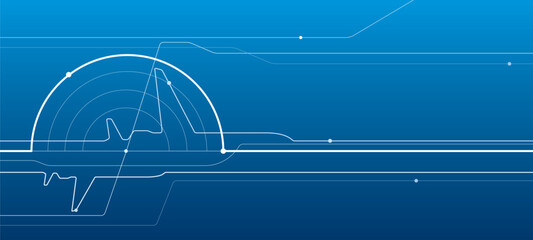 Avia transport. Airplane outline illustration for your project. White lines image on blue background. Vector design art