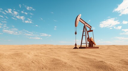 Fototapeta premium Futuristic Oil Exploration in Digital Desert - with Copy Space, Selective Focus,