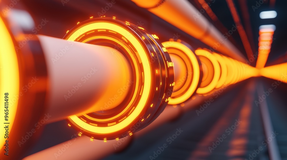 Poster digital energy flow in oil market data streams - with copy space and selective focus in