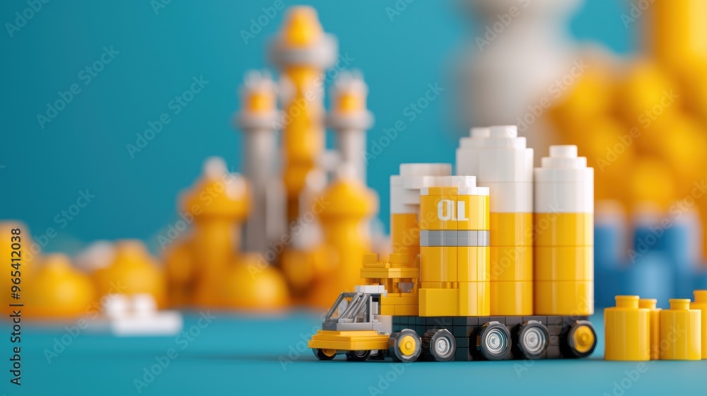 Poster futuristic oil and gas exploration in virtual reality space - with copy space and selective focus in