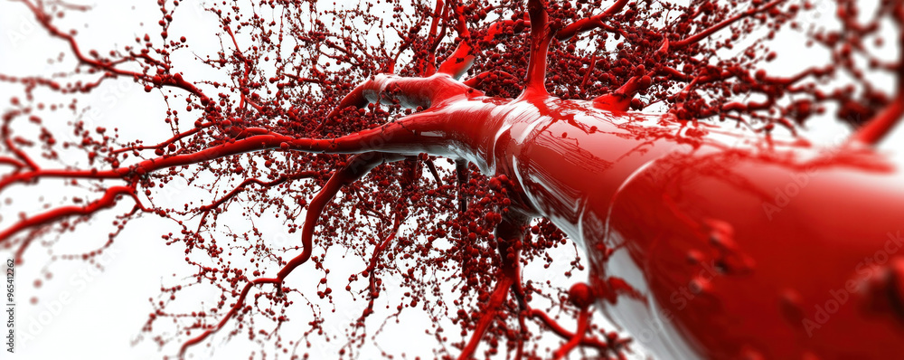 Poster a red tree with red branches and leaves. the tree is very large and has a lot of red
