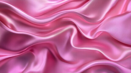 Fototapeta premium Lush pink silk waves with elegant folds, providing a beautiful and textured background with space for text.