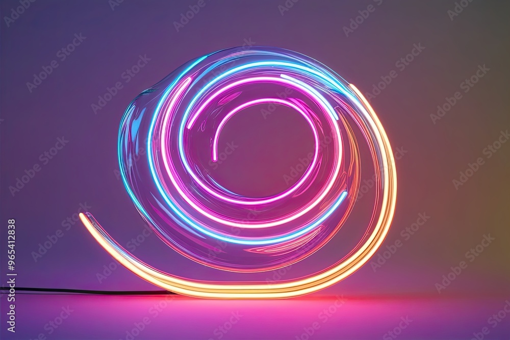 Poster vibrant neon liquid shape with dynamic fluid motion and radiant abstract design