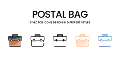 Fototapeta premium Postal Bag vector icons set ready to use for web and mobile app