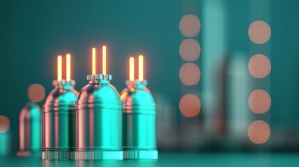 Fototapeta premium Transition to Renewable Energy: Holographic Visualization of Oil Decline in Green and Blue Tones - with Selective Focus