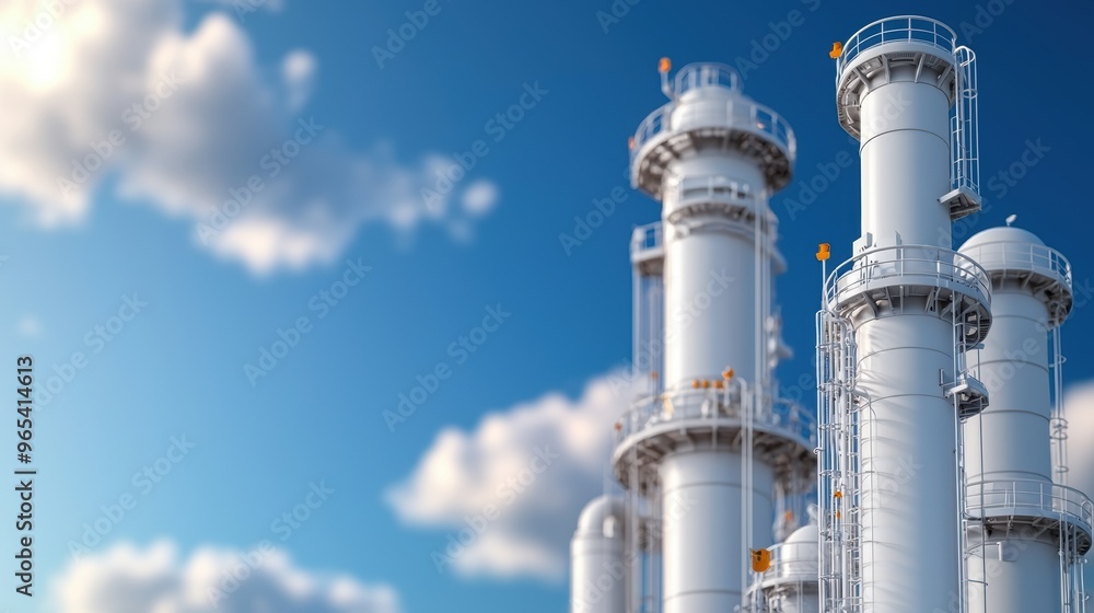 Poster advanced augmented reality optimization in smart refinery digital process control - industrial backg