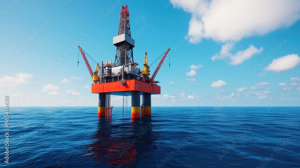 Poster futuristic digital oil exploration in virtual reality mapping deep ocean environment with copy space