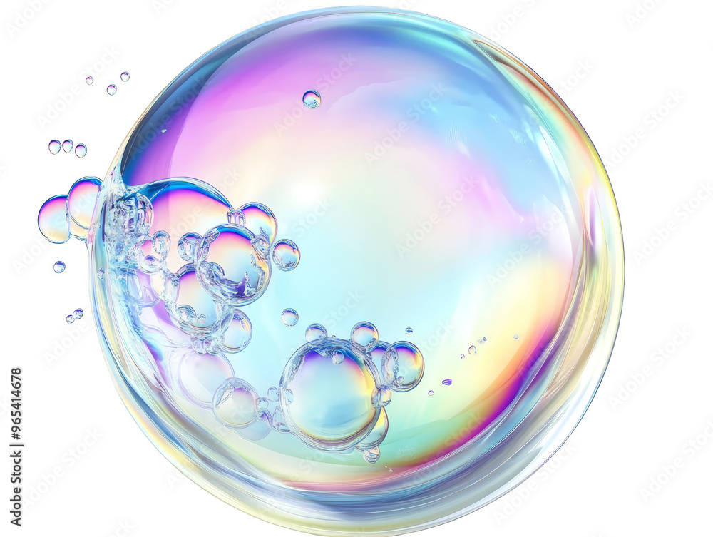 Poster abstract rainbow bubble with multiple bubbles inside