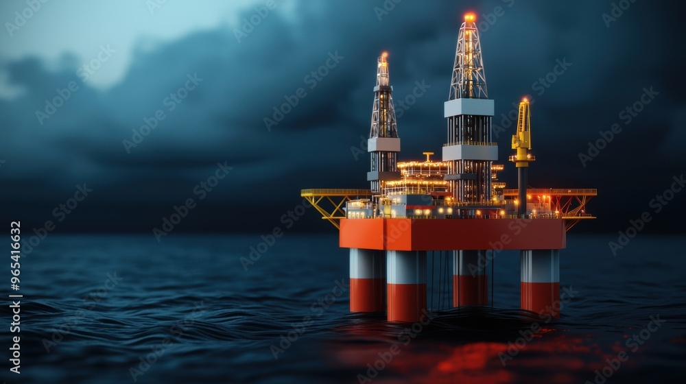 Aufkleber futuristic virtual oil platform management - realtime data visualization technology in with copy spa
