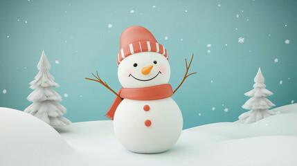 Fototapeta premium Christmas Snowman Clipart Background