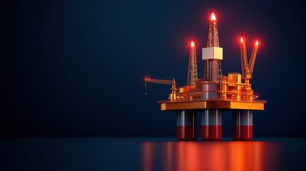 Futuristic Virtual Oil Platform Management - Real-time Data Visualization in with Smart Technology and Copy Space for Text