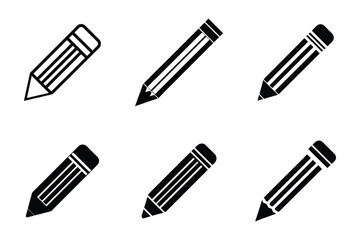 Vector style pencil icon bundle set with creative shape