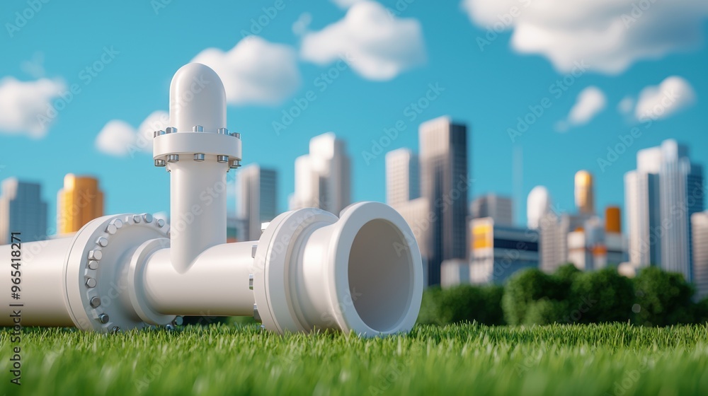 Poster futuristic energy efficiency optimization in modern cityscape - smart technology with copy space and