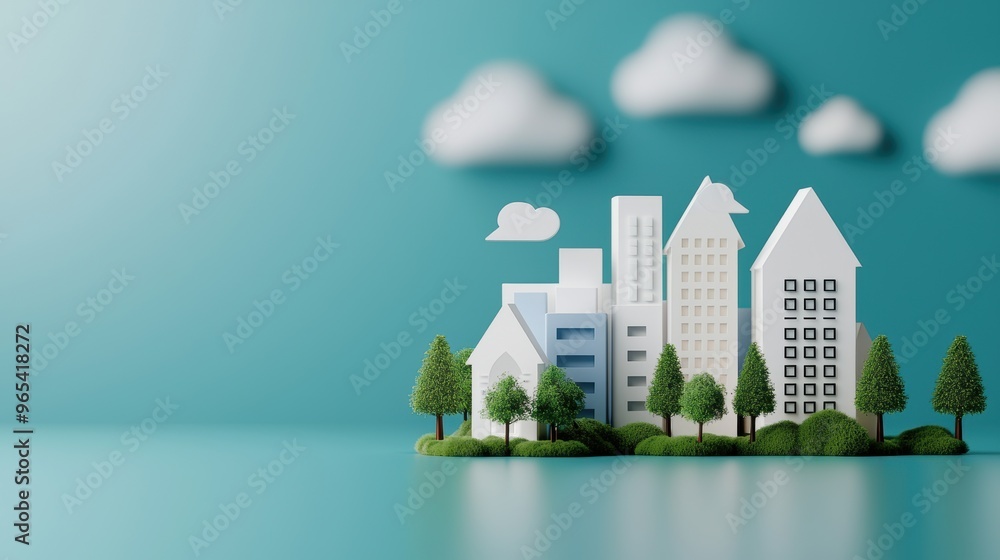 Aufkleber futuristic energy efficiency optimization in modern cityscape - with copy space and selective focus 