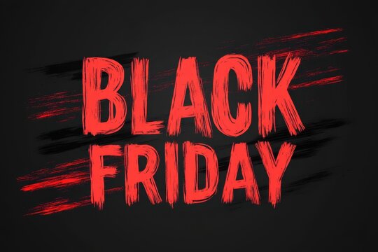 Black Friday sale promotion with bold red text and dramatic brush strokes against a black background