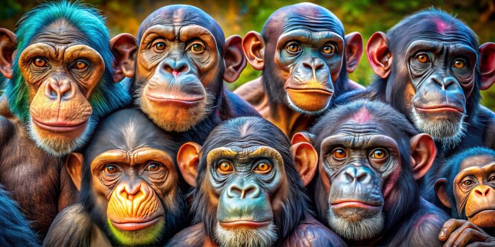 Snowy-white gorilla Beba's broad shoulders flexed as she swung from tree to tree, her bright, curious eyes sparkling with mischief among her tribe of colorful apes.