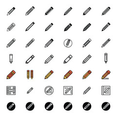 Fototapeta premium Vector style pencil icon bundle set with creative shape