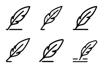 Vector style quill pen icon bundle set with creative shape