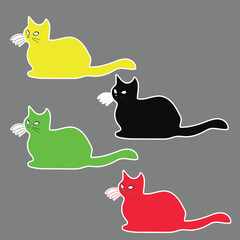 Cat Sticker Collection Vector – Cute and Colorful Cat Clipart Set for Digital Art, Crafts, Scrapbooking, and Creative Design Projects