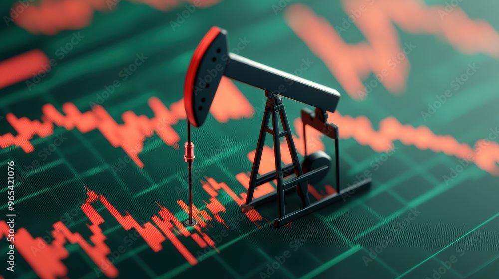 Poster futuristic ai-driven oil price volatility holographic market analysis interface with copy space and 