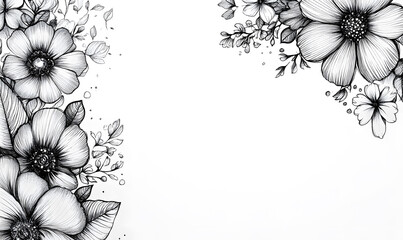 floral and leaf on white background in doodle-style tile designs with graphic format.