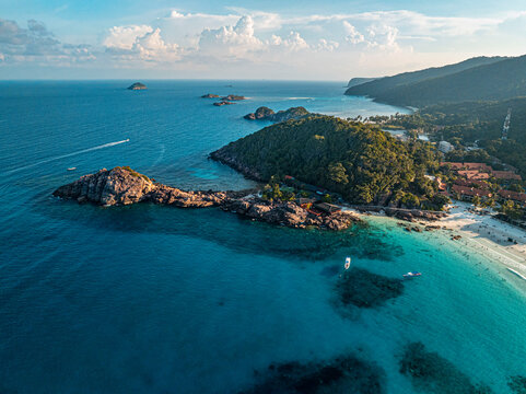Aerial Perspective of Tranquil Beaches on Redang Island, Malaysia
