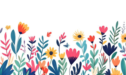 Fototapeta premium floral and leaf on white background in doodle-style tile designs with graphic format.