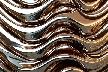 Curvaceous Metallic Background with Glossy Wave Texture and Reflective Elements