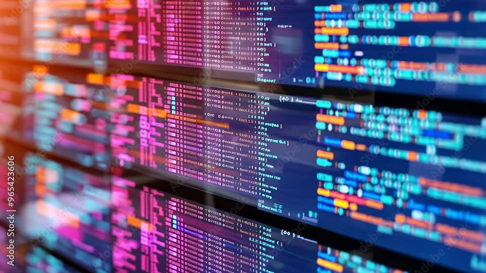 Poster abstract data visualization with vibrant colors