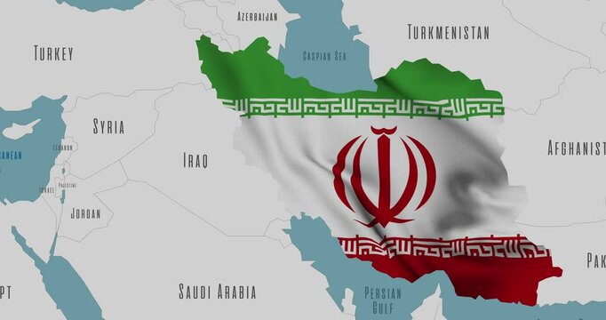 Map of Iran in the colors of national flag.