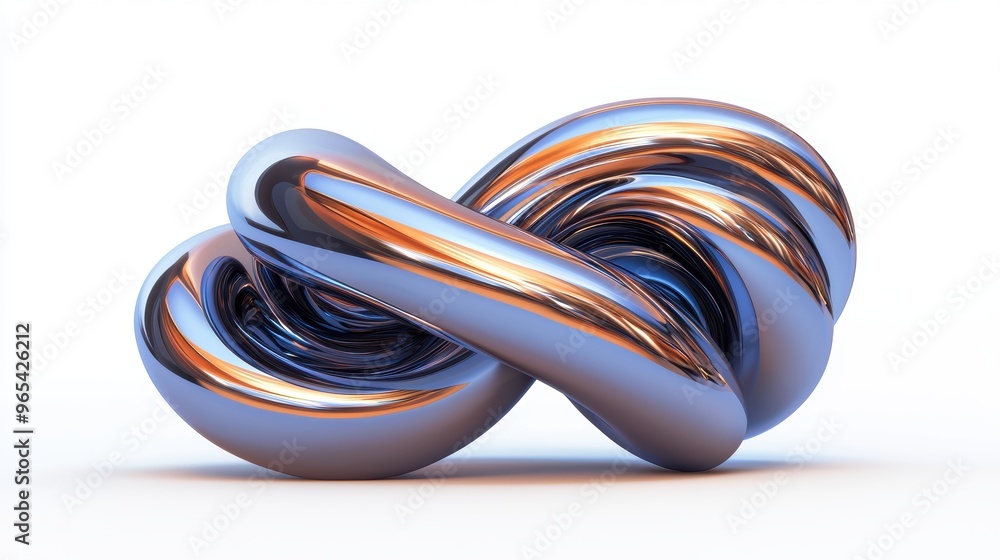 Poster Abstract Metallic Artwork Illuminated by Reflections in High Definition with Ray Tracing